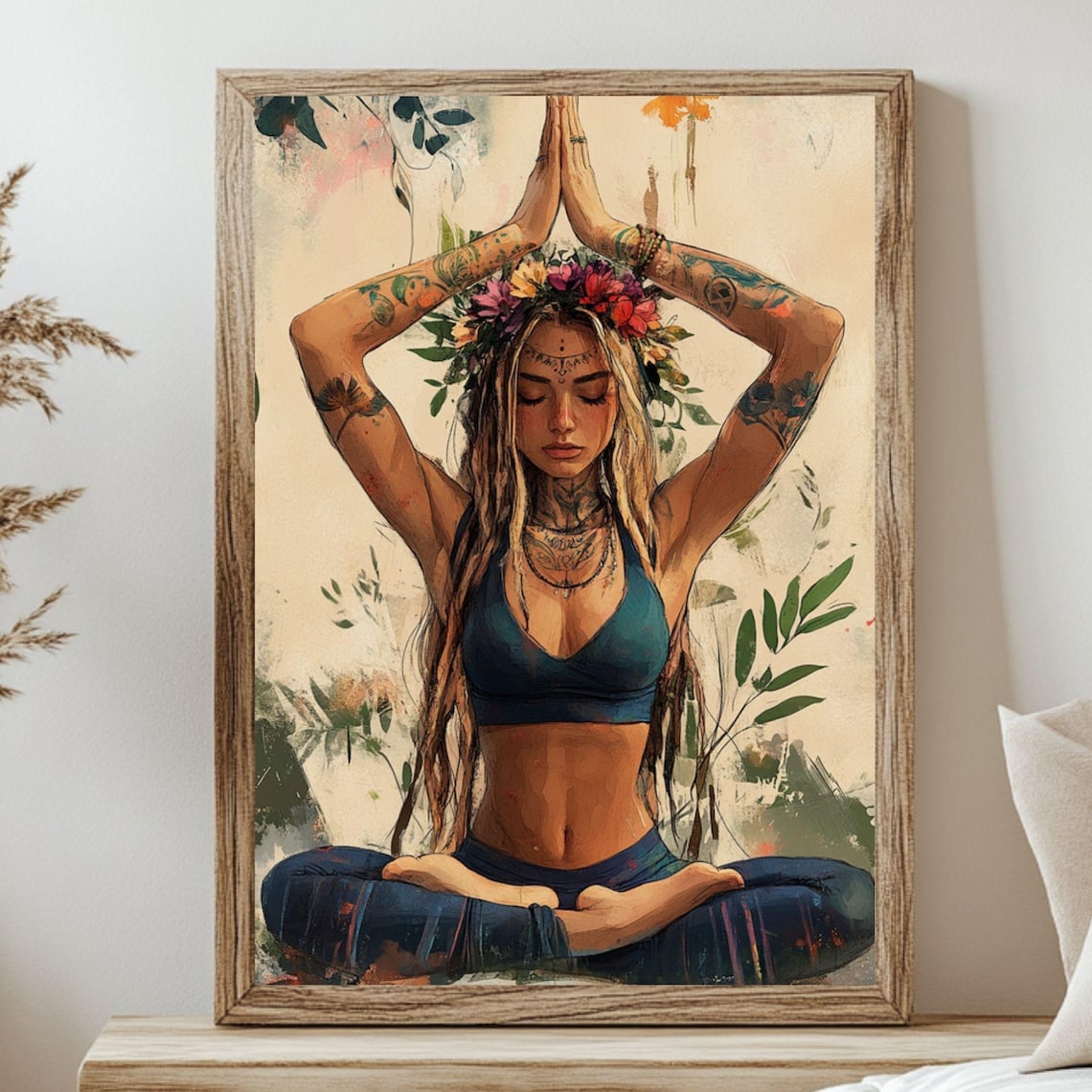 Boho Yoga Art Print, Mindful Meditation Decor