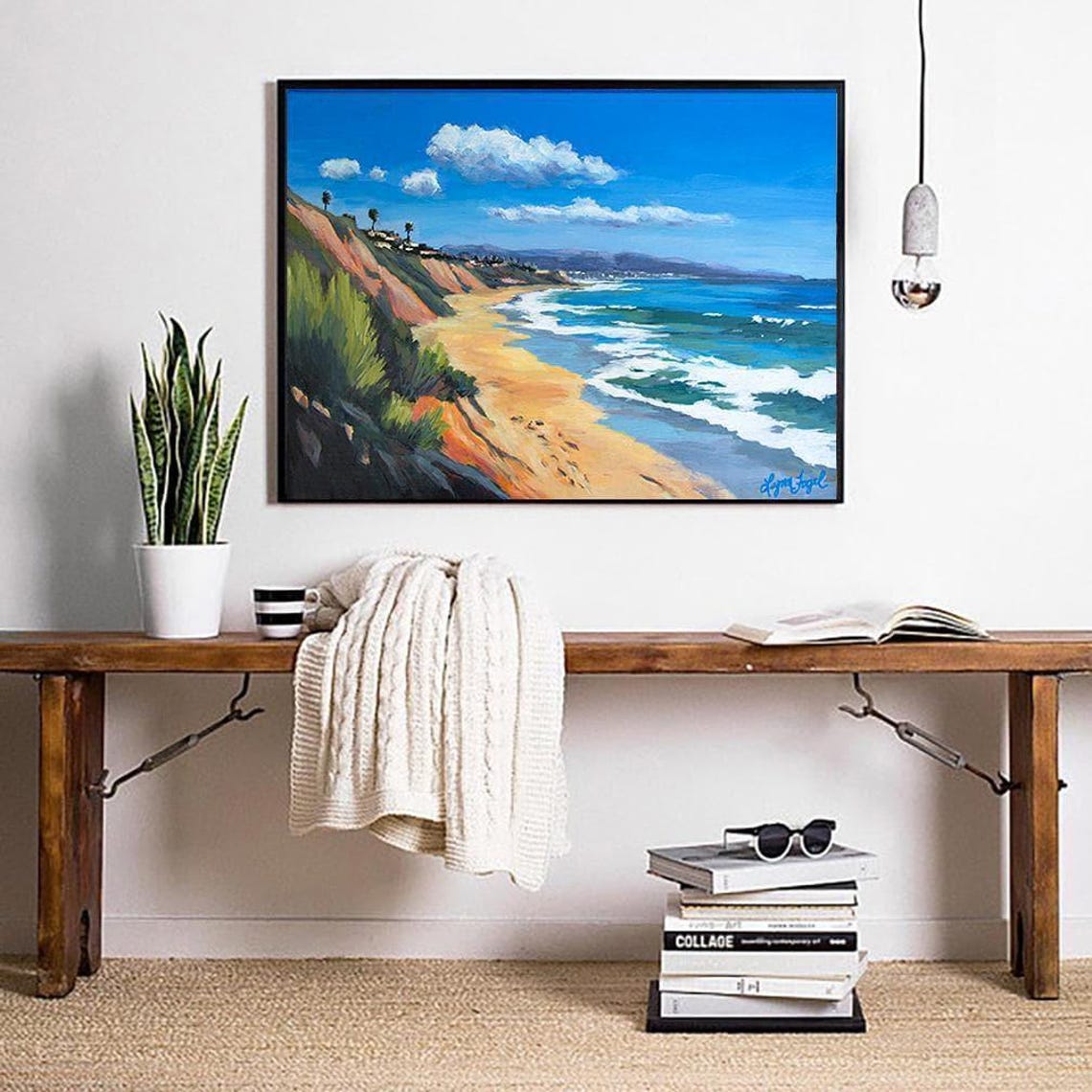 Santa Barbara Beach Red Cliffs Golden Sand Ocean View Poster - Image 4