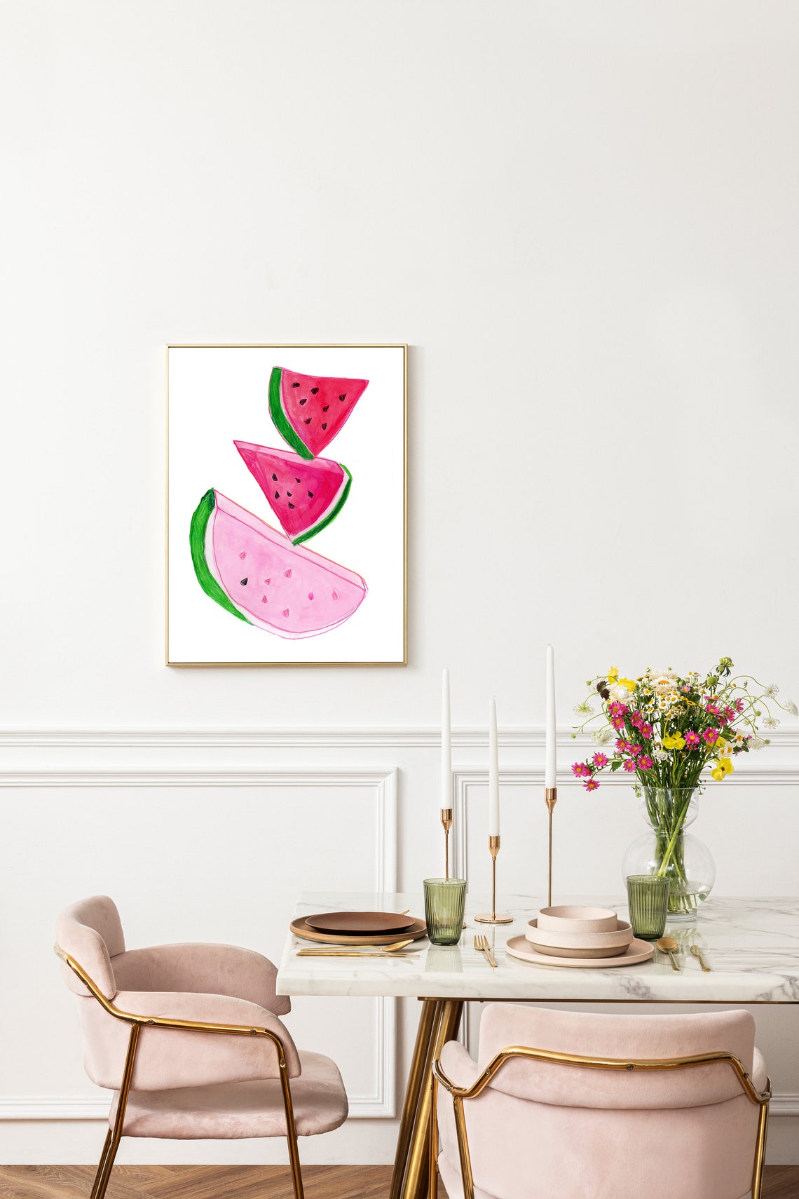 Watermelon Food Prints Artwork For Kitchen Decor Poster Watercolor Illustration - Image 3