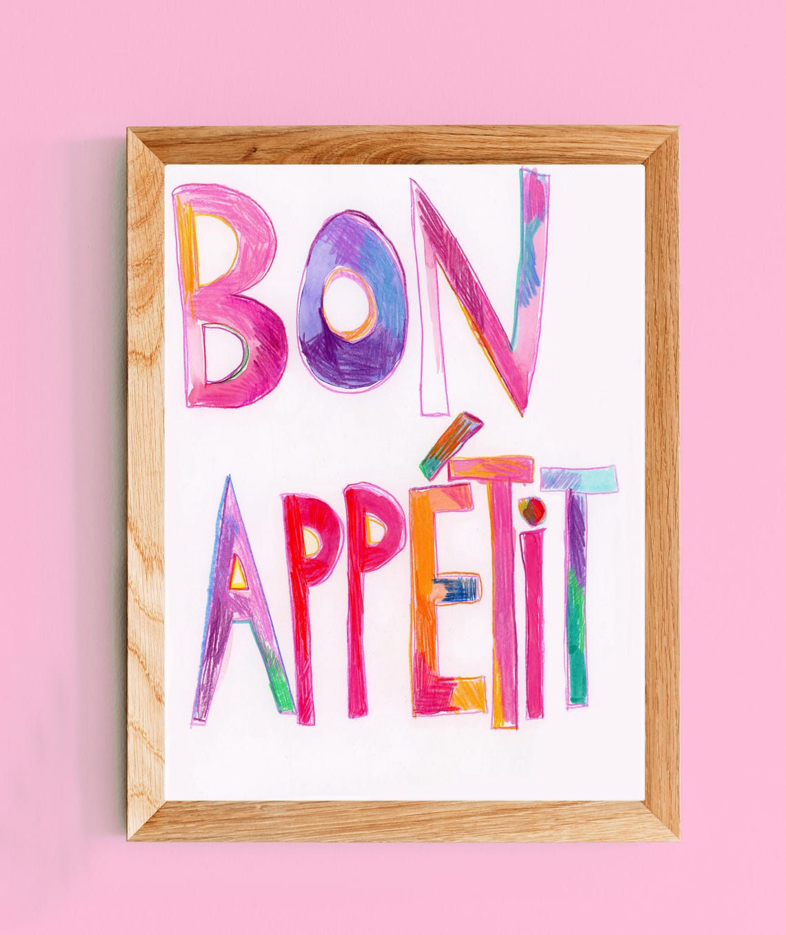 Bon Appetit Multicolor Hand Drawn Playful Kitchen Typography Poster