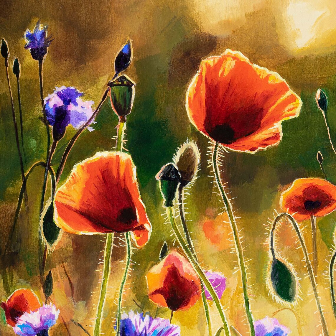 Poppy Field Oil Painting, Farmhouse Floral Wall Art Print - Image 4