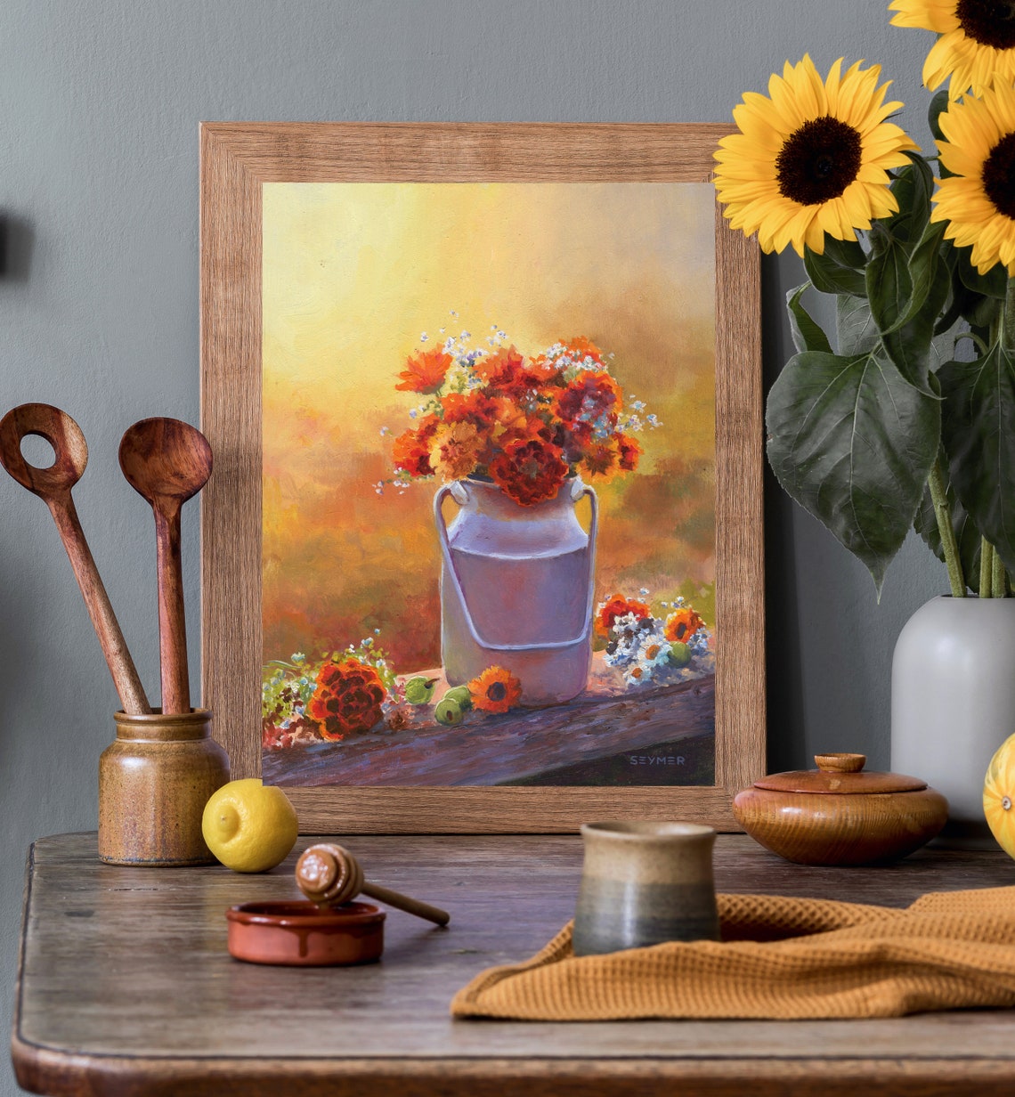 Orange Marigold Bouquet in a Vintage Milk Can Still Life Poster - Image 5