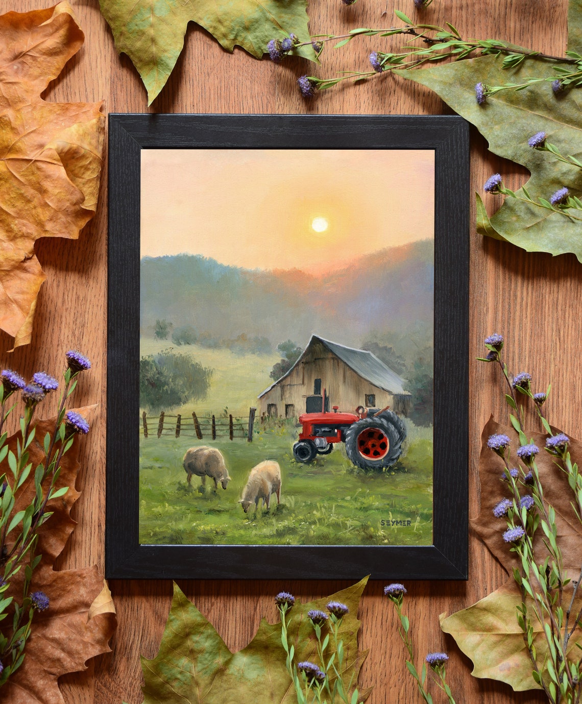 Farm Painting Country House Original Barn Landscape Art Rural Life Artwork Art Farmhouse Wall Art Decor Framed Painting Country Folk - Image 6
