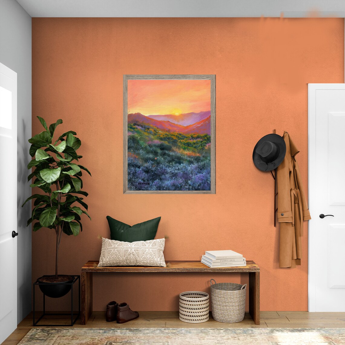 Arizona Desert Sunset Landscape Art Print, Rustic - Image 4