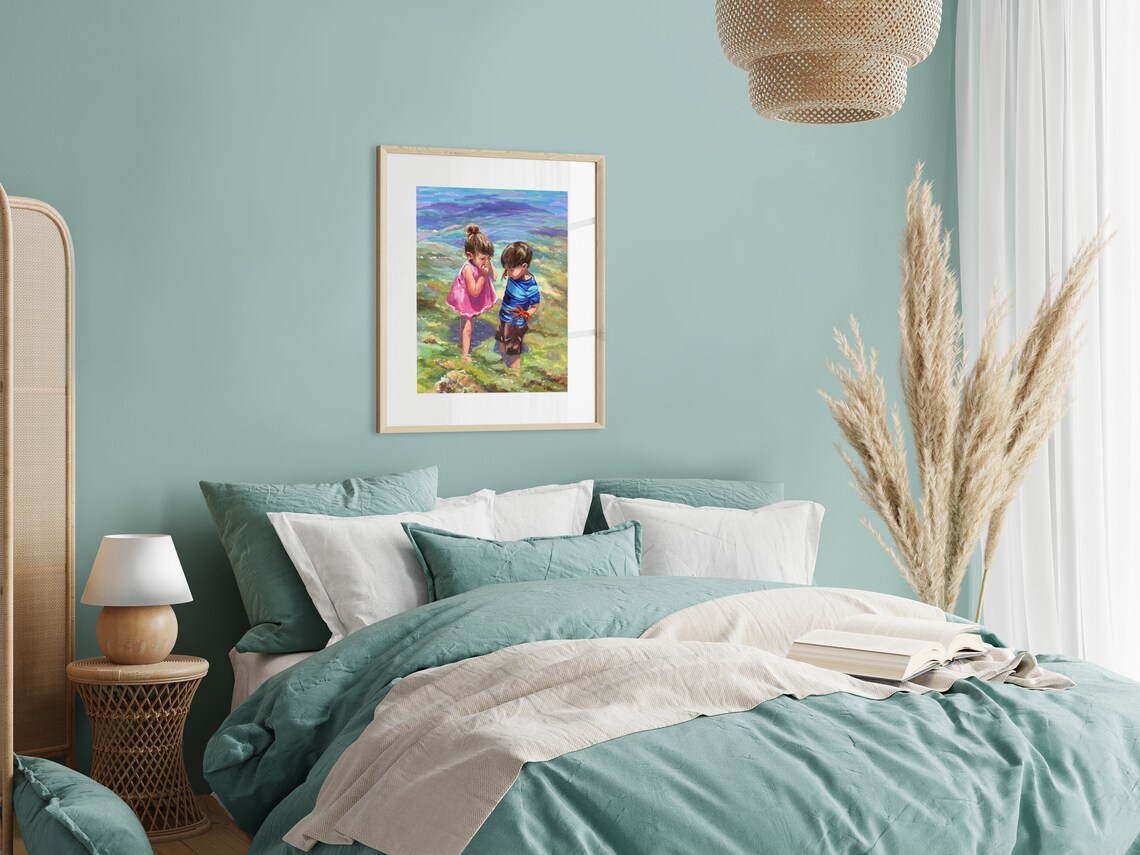 Beach People and Starfish, Summer Art Print - Image 4
