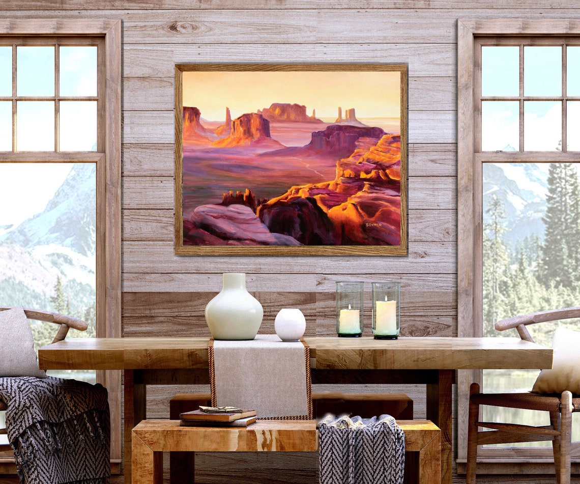 Monument Valley Glowing Sunset Desert Buttes Landscape Poster - Image 4