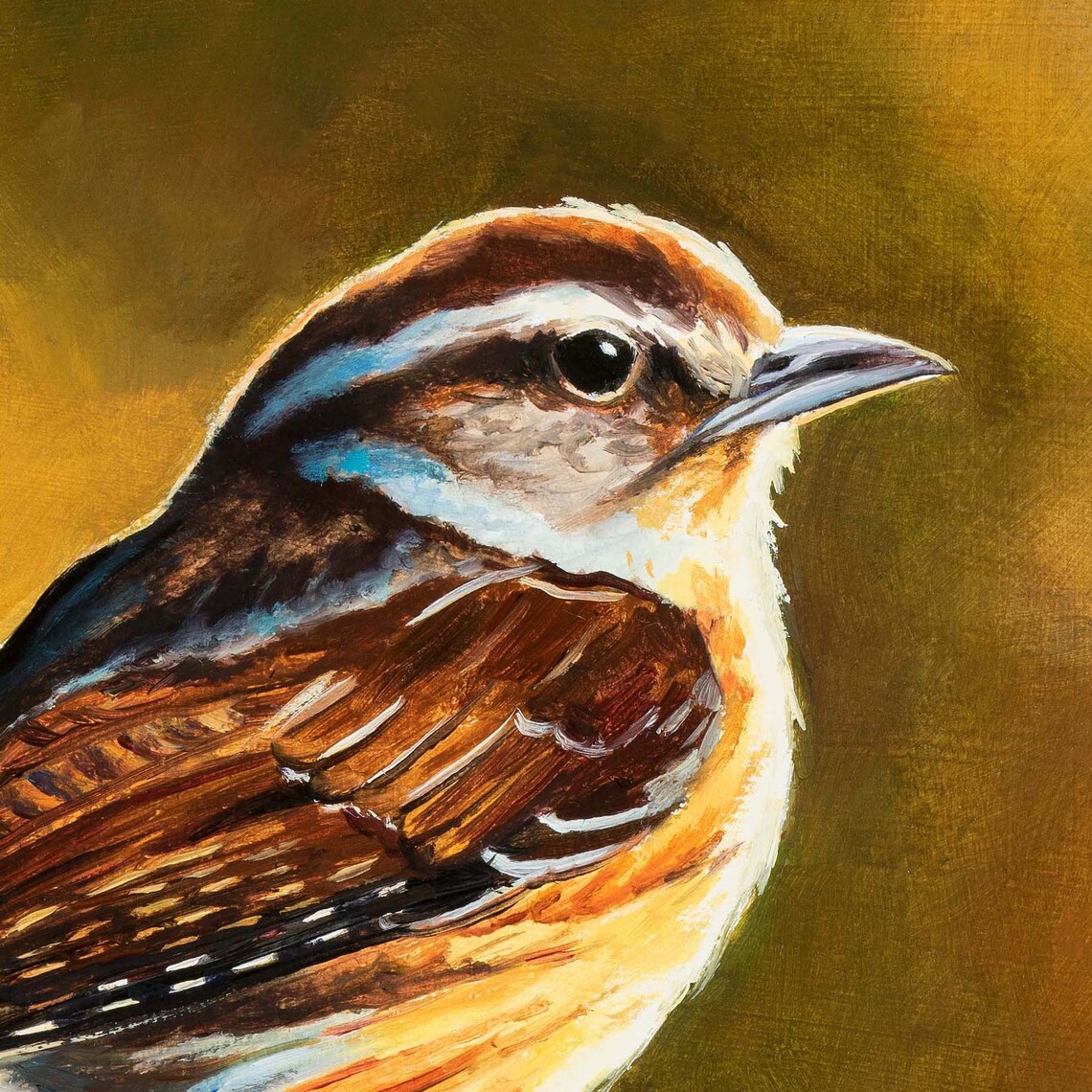 Wren Bird Oil Painting, Rustic Nursery Art Print - Image 4