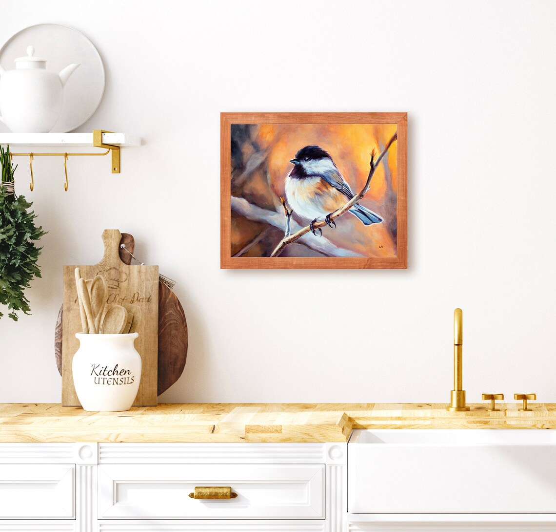 Black Capped Chickadee Farmhouse Kitchen Art Print - Image 6
