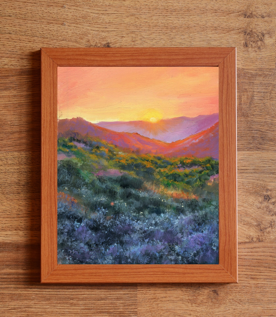 Desert Landscape Oil Painting Art Print, Mountain Sunset - Image 4