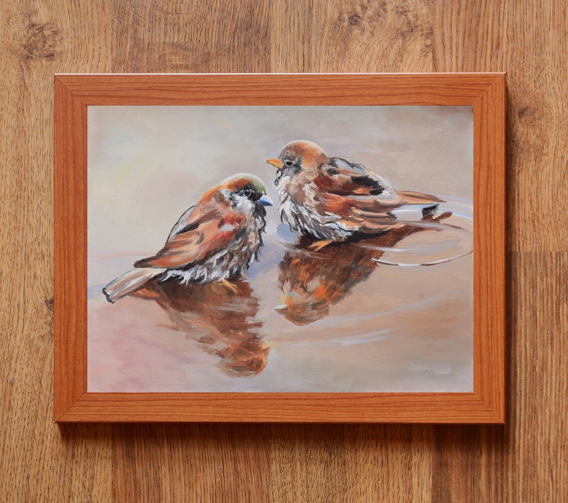 Sparrow Oil-Painting-Style Art Print, Vintage Decor - Image 4