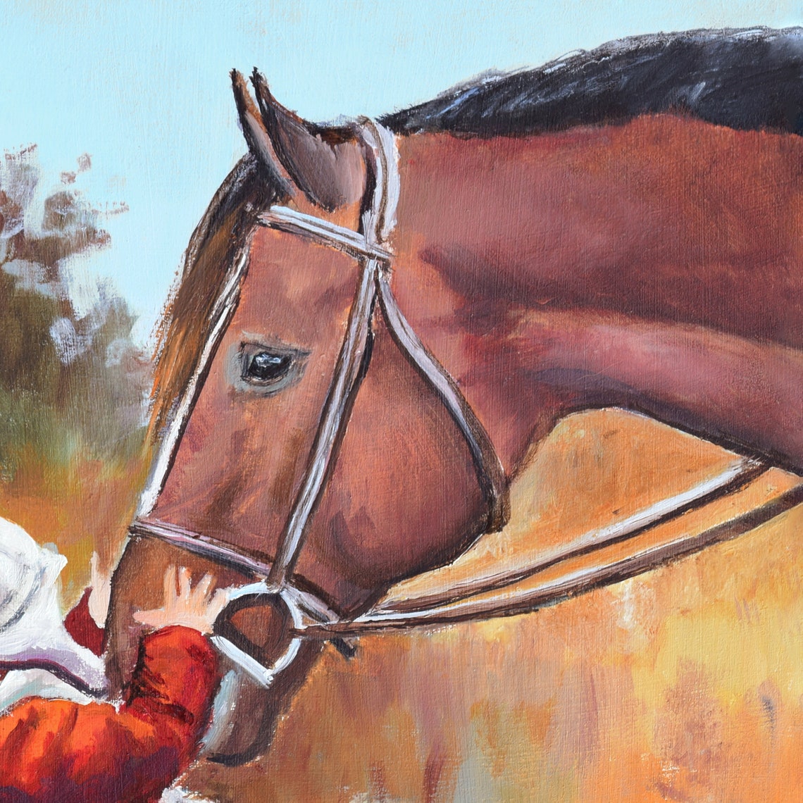 Horse And Child Art Print Horse Lovers Gift Equestrian Painting Print Animal Art Country Farmhouse Print Kids Artwork Childs Bedroom Decor - Image 3