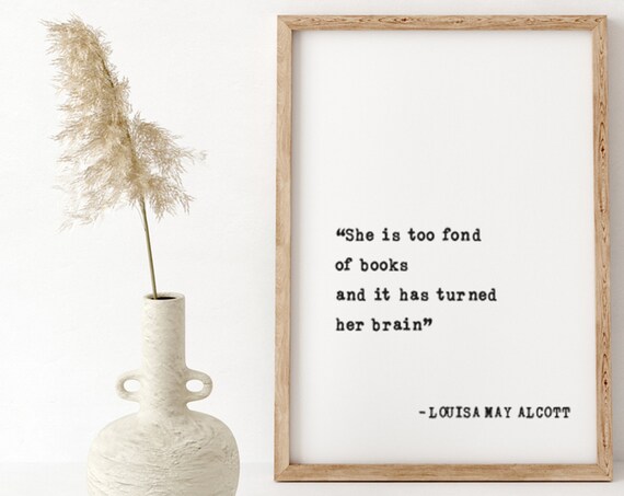 Louisa May Alcott Book Lover Quote Typewriter Reading Nook Poster