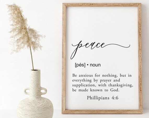 Peace Definition Philippians 4:6 Scripture Dictionary Style Wall Art
