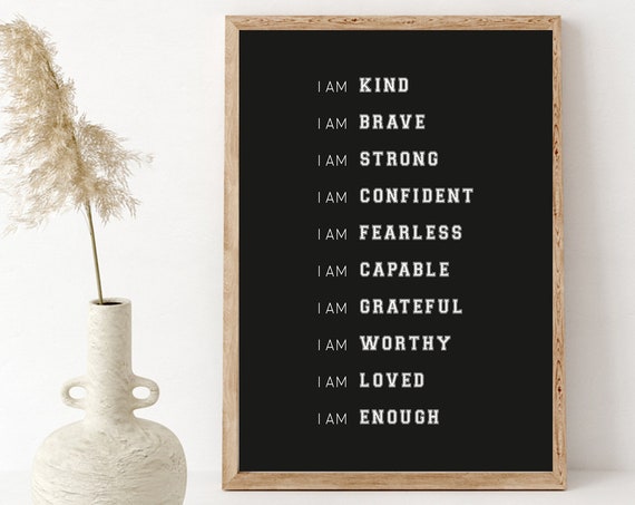 Inspirational Nursery Decor Black Background Affirmations For Kids Rainbow Affirmations Wood Sign I Am Kind Smart Loved