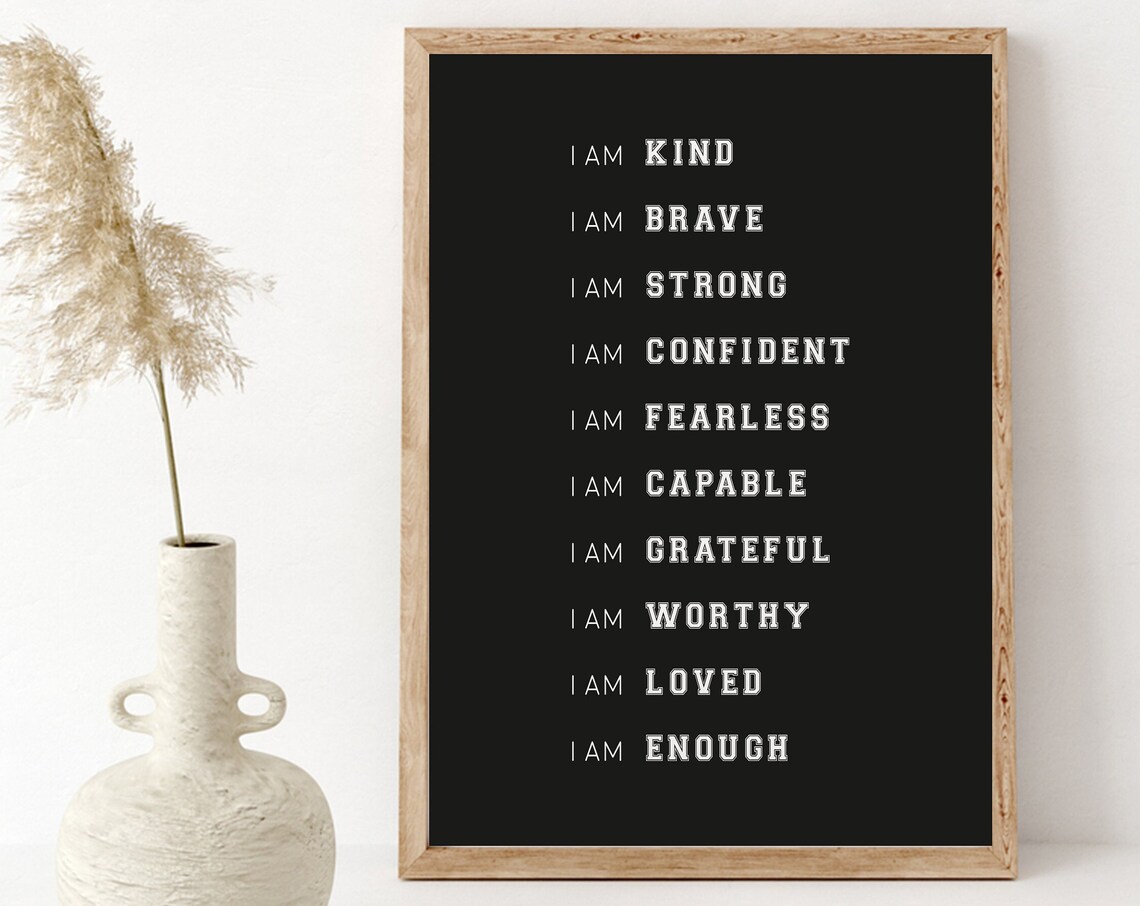 Inspirational Nursery Decor Black Background Affirmations For Kids Rainbow Affirmations Wood Sign I Am Kind Smart Loved