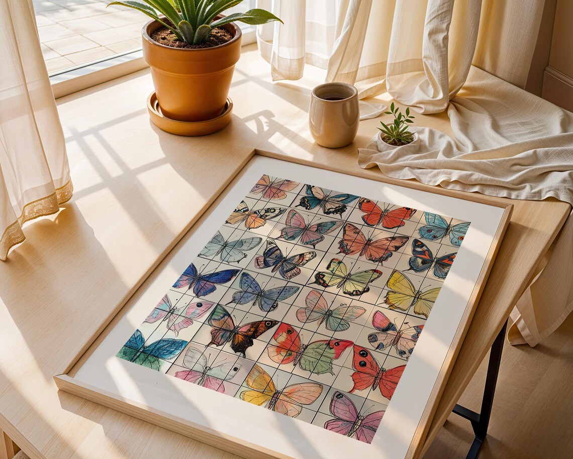 Vintage Butterflies Art Print, Botanical Wall Decor - Image 2