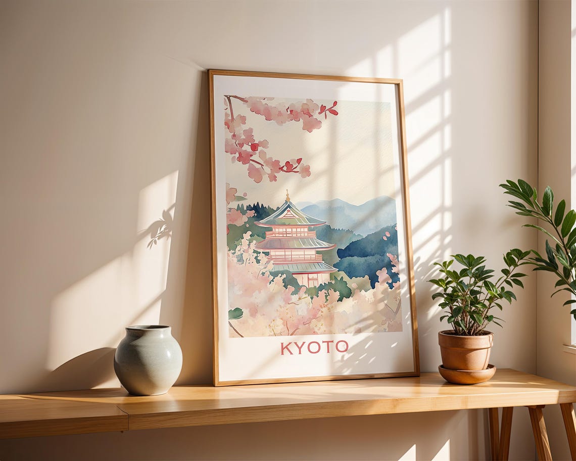 Kyoto Art Print Watercolor Painting Japan Wall Art Cherry Blossom Poster Asian Travel Decor Spring Artwork Home Decor Housewarming Gift - Image 4