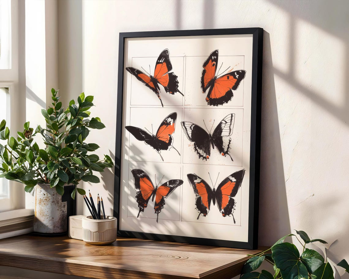 Vintage Butterfly Print Insect Wall Art Botanical Illustration Nature Poster Entomology Decor Scientific Drawing Rustic Home Decor - Image 5