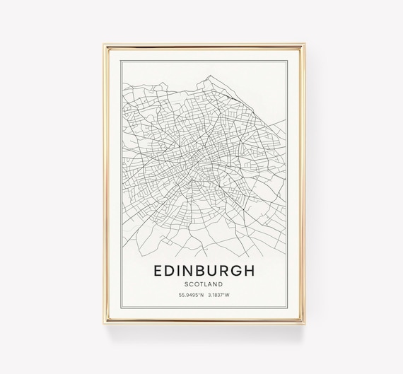 Edinburgh Scotland Minimalist City Map Line Art Travel Gift Poster