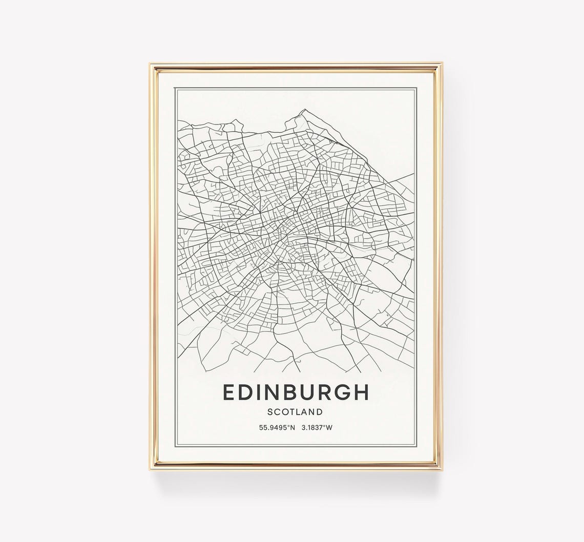 Edinburgh Scotland Minimalist City Map Line Art Travel Gift Poster