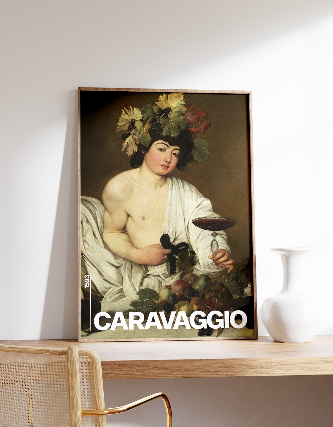 Caravaggio Bacchus 1593 Renaissance Masterpiece Vintage Style Poster
