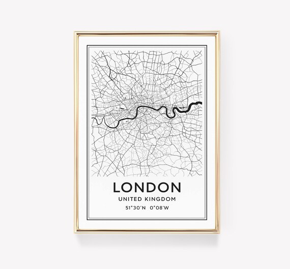 London United Kingdom City Map Street Grid Line Cartography Poster