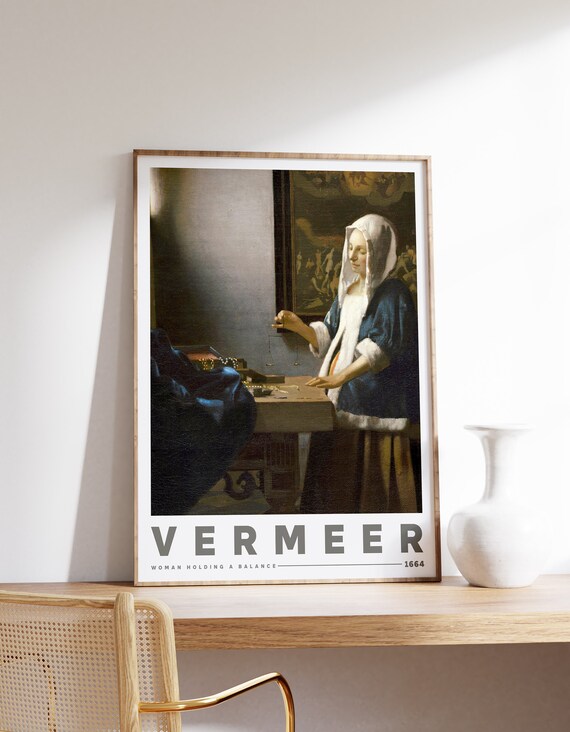 Vermeer Woman Holding A Balance 1664 Dutch Golden Age Art Poster