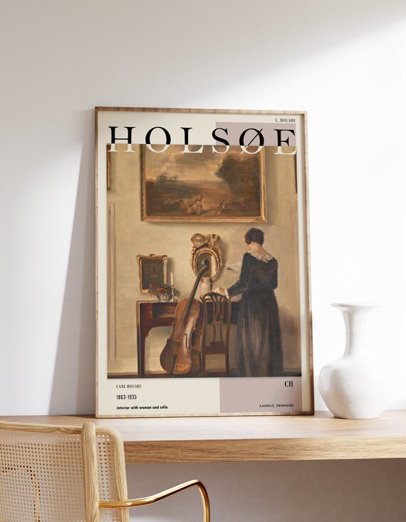 Carl Holsoe Interior With Woman And Cello Warm Danish Oil Painting Art Poster