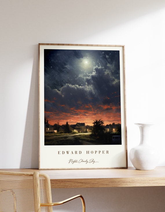 Night Cloudy Sky Poster, Edward Hopper Vintage Print