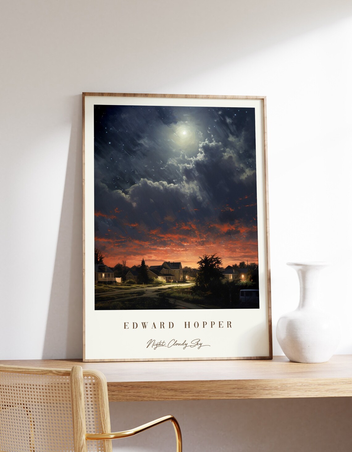 Night Cloudy Sky Poster, Edward Hopper Vintage Print