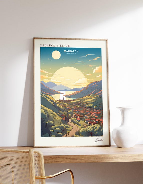 Machuca Village Travel Poster Chile Decor Print