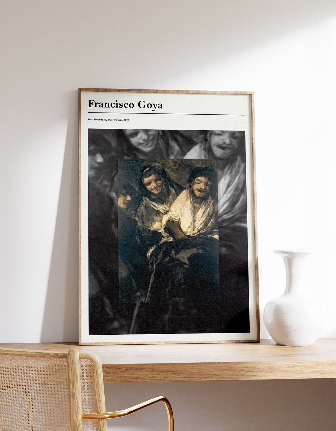 Francisco Goya Man Mocked by Two Women 1823 Exhibition Poster