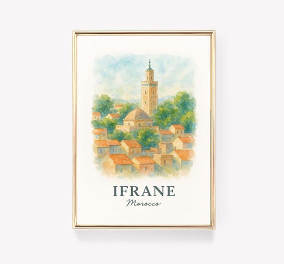 Ifrane Morocco Travel Poster Vintage Wall Art Canvas Print Decor Moroccan Gift