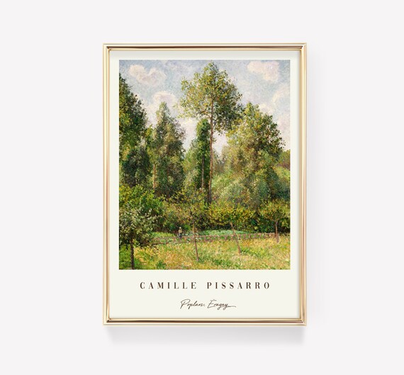 Camille Pissarro Art Print Poplars Ragny Vintage Mid Century Modern Antique Painting Exhibition Poster