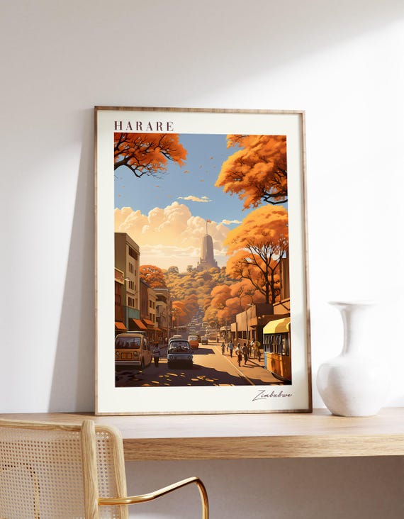 Harare Travel Poster Zimbabwe Decor Print