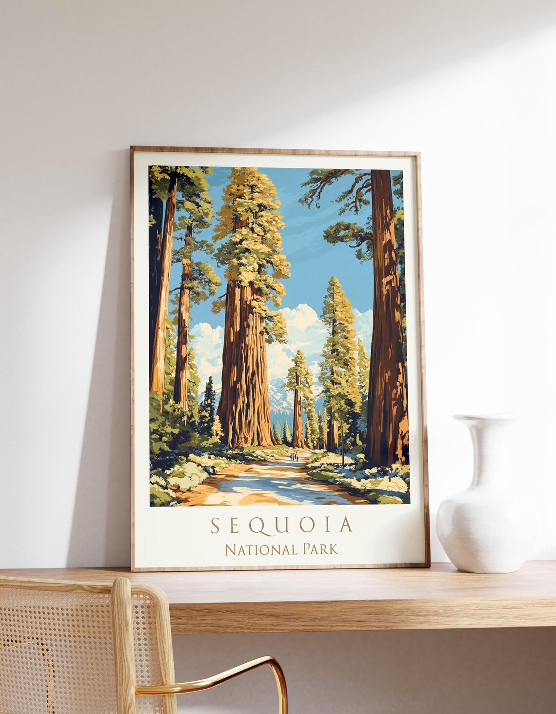 Sequoia National Park Giant Redwood Trees Vintage Travel Poster