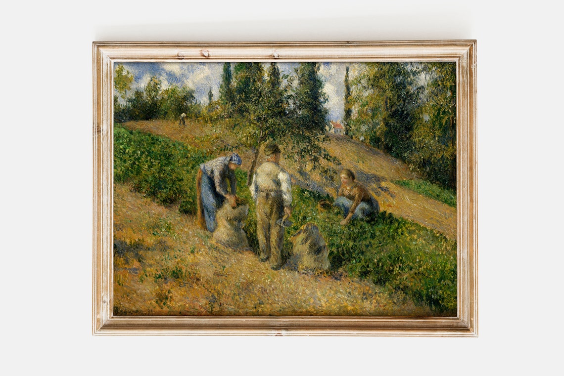Pissarro The Harvest Pontoise Field Workers Impressionist Poster