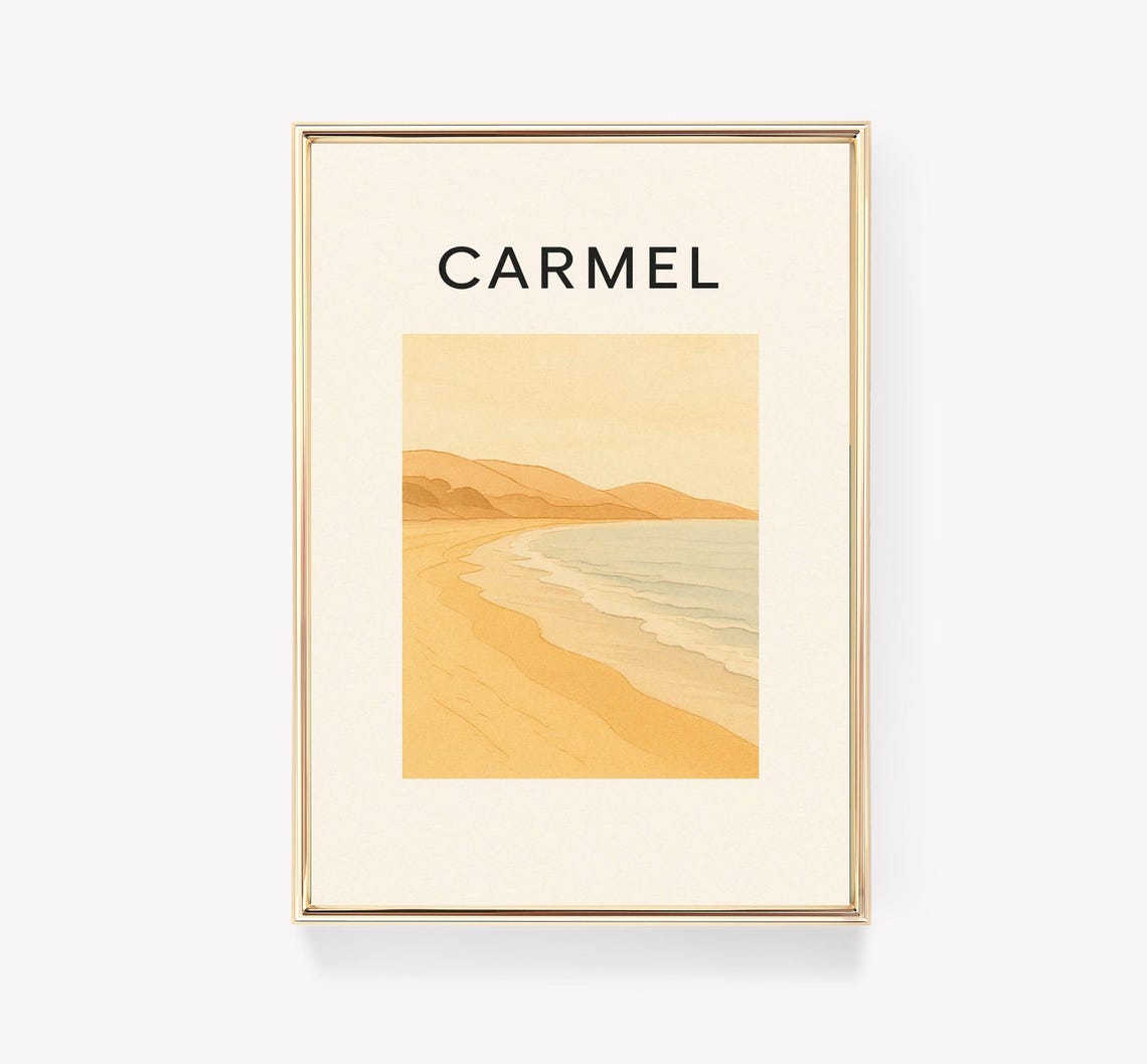 Carmel Beach Minimalist Sandy Shore California Travel Wall Art