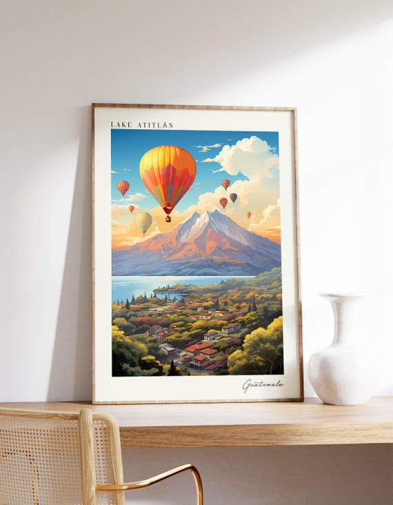 Lake Atitln Travel Poster Guatemala Decor Print