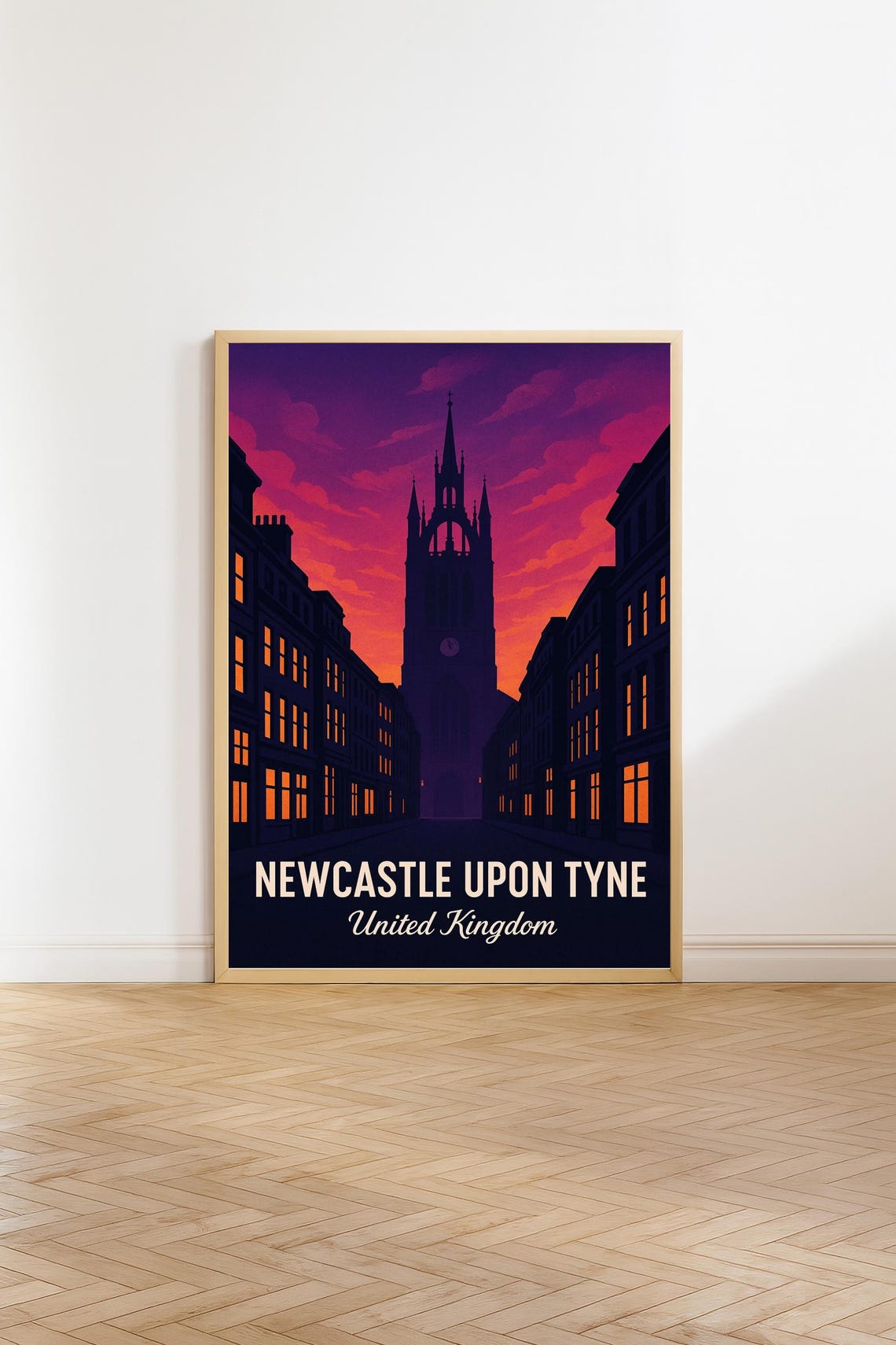Newcastle Upon Tyne Gothic Tower Sunset United Kingdom City Poster