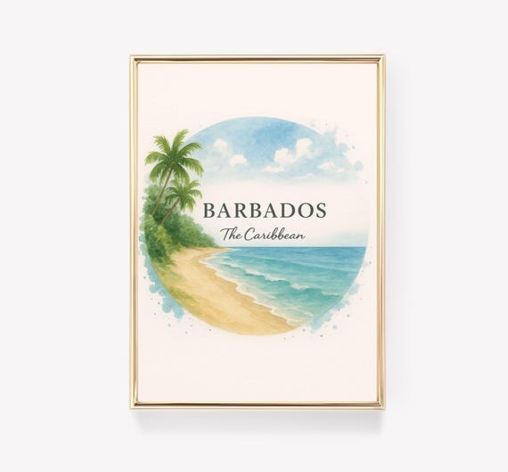 Barbados Travel Poster Caribbean Wall Art Vintage Print Tropical Decor Gift