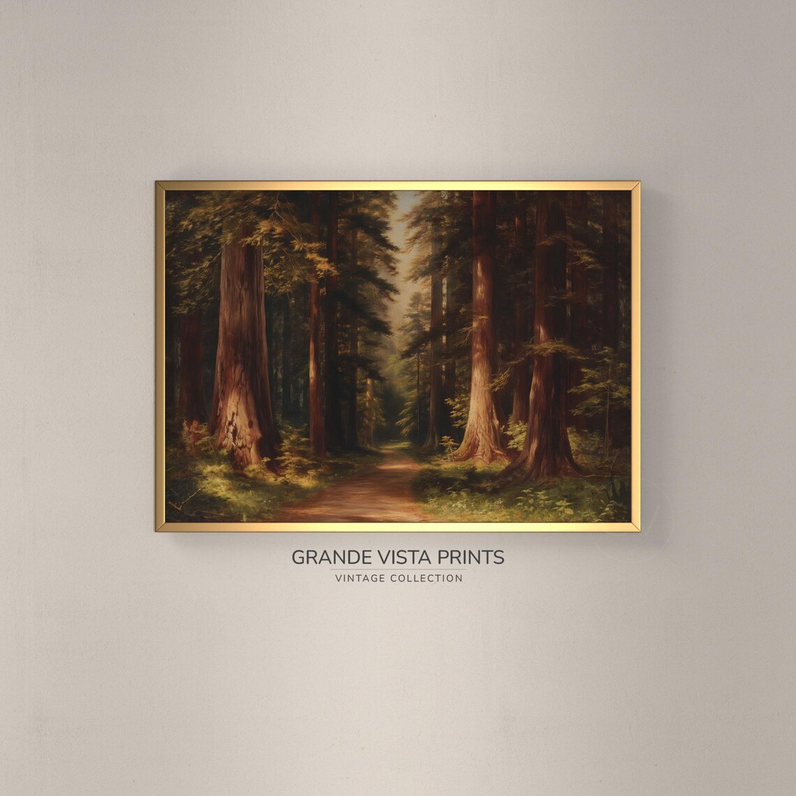 Redwood Forest Path Landscape Painting Redwood Forest Path Wall Art Redwood Trees Artwork Gv4372