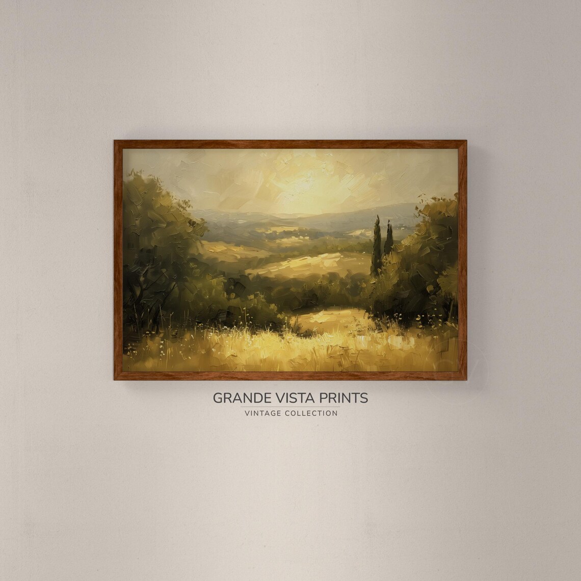 Golden Summer Countryside Sunlit Wheat Field Hazy Valley Italy Poster - Image 2
