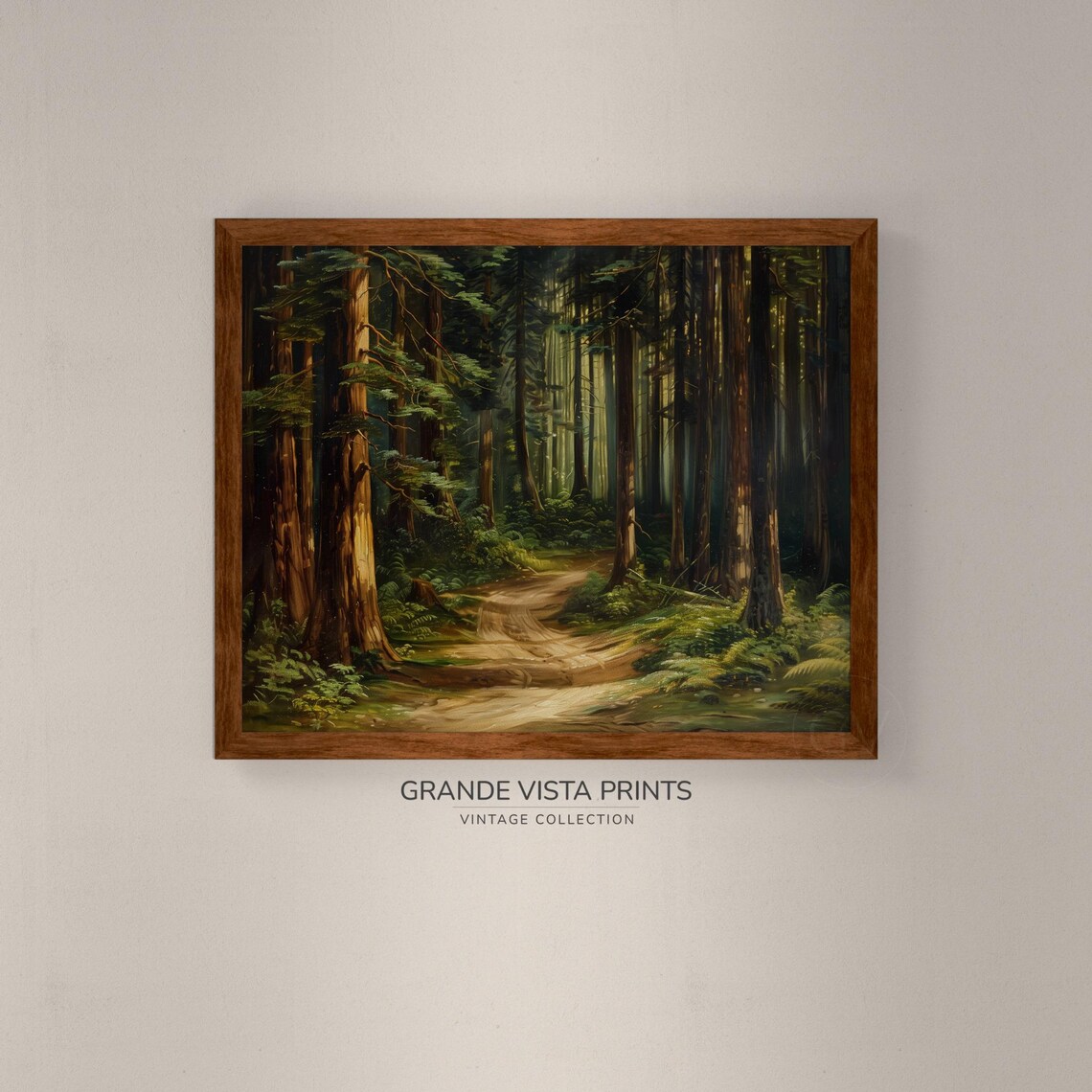 Redwood Forest Trail Landscape Painting Forest Path Wall Art Forest Trees Wall Art Gv4862 - Image 3