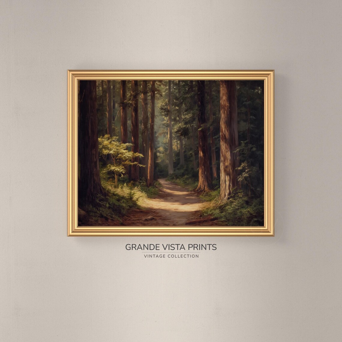 Redwood Forest Path Landscape Painting Forest Path Wall Art Forest Trees Artwork Gv4377 - Image 3