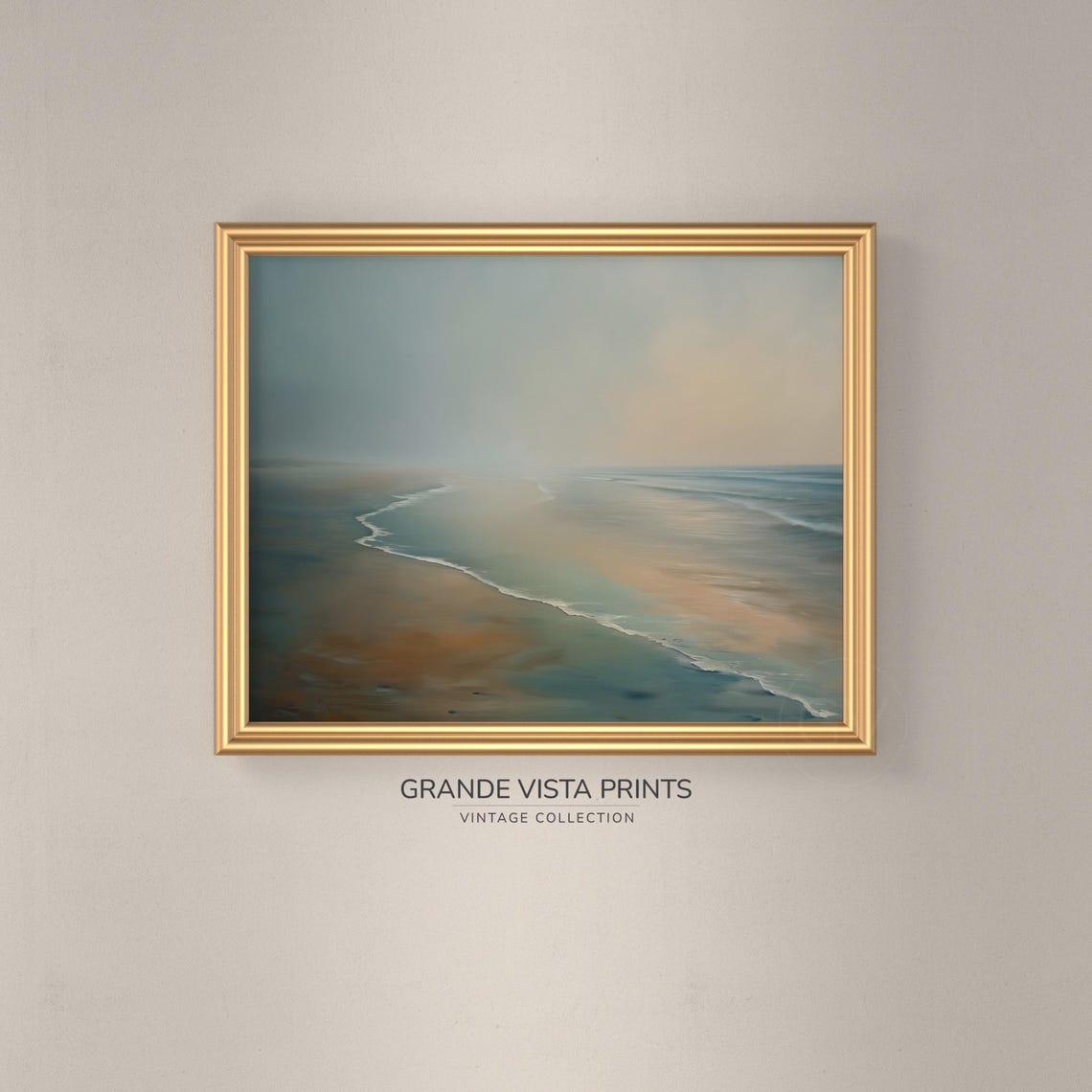 Beach Sunrise Curving Shoreline Soft Pastel Waves Peaceful Dawn Poster - Image 3
