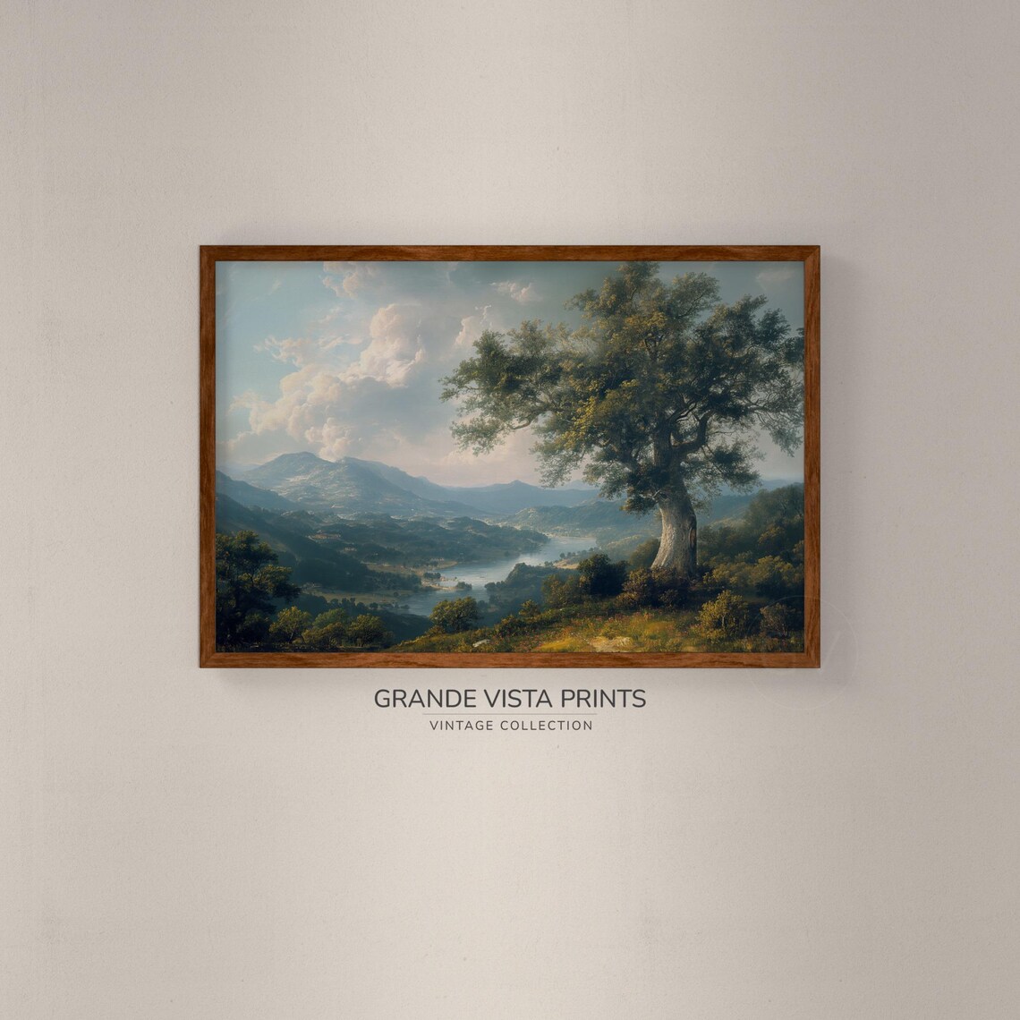 Lonely Tree On The Mountain Landscape Artwork Vintage Wall Art Instant Mountain Tree Print Gv4001 - Image 2