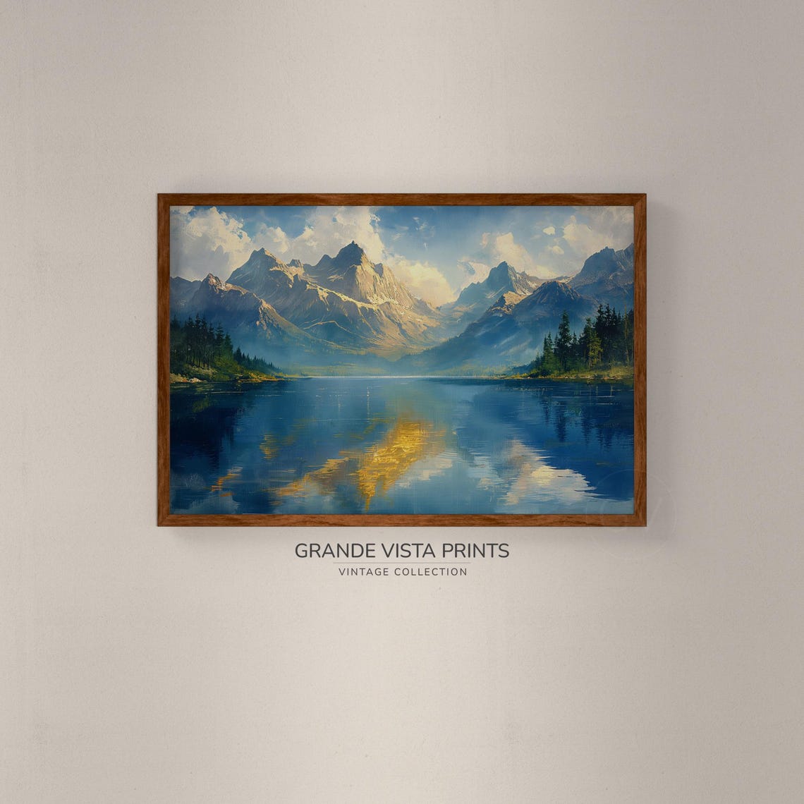 Vivid Blue Alpine Lake Perfect Mountain Reflection Sunset Poster - Image 2