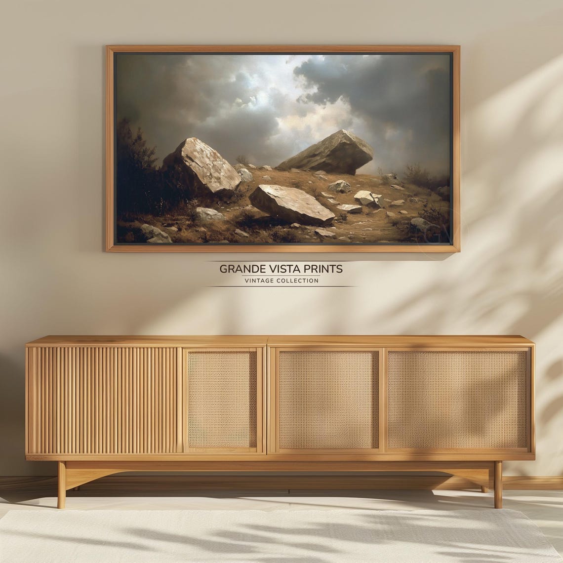 Large Rocks Landscape Painting Wallpaper Rocky Peaks Landscape Frame Tv Artwork Gv4888 - Image 4