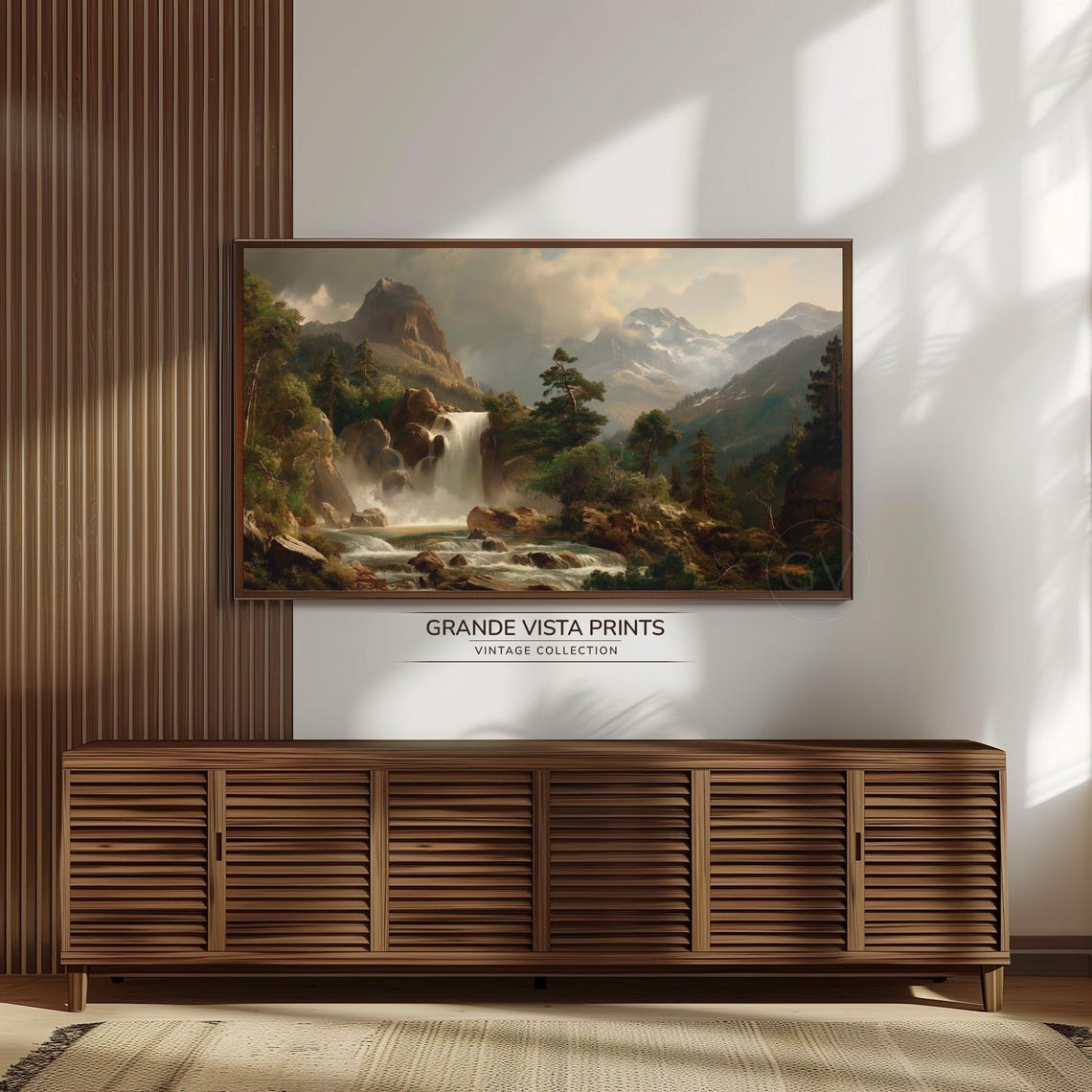 Mountain Waterfall Frame Tv Art Mountain Waterfall 4k Wallpaper Mountain Waterfall Landscape Background Gv4249 - Image 3